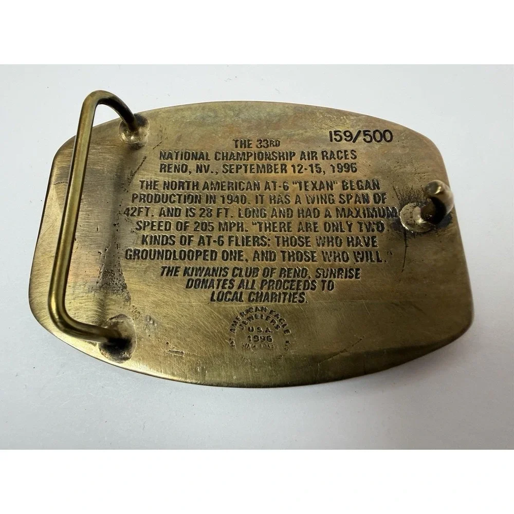 1996 Reno National Championship Air Race Brass Belt‎ Buckle Nevada Vintage